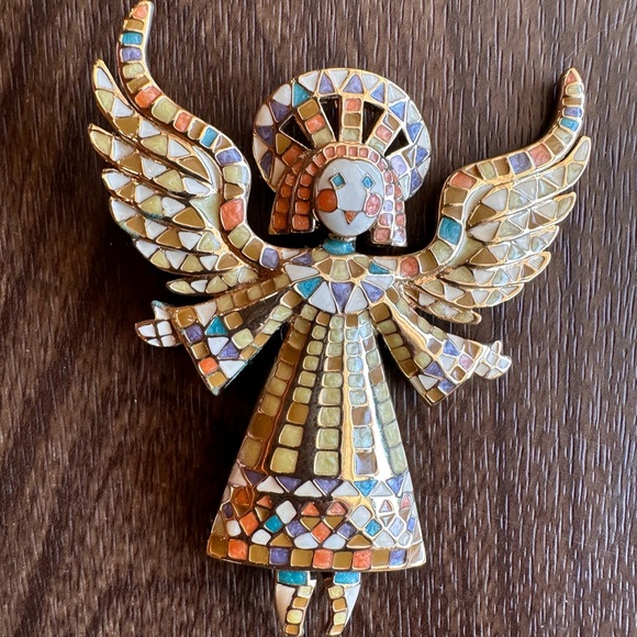 Bob Mackie Jewelry - Bob Mackie Mosaic  enameled Angel / ballerina Brooch with Colorful Tiles